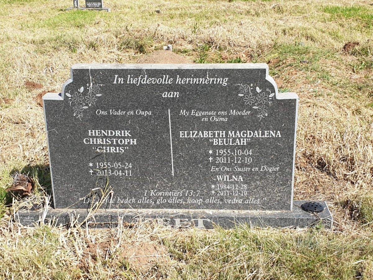 KEET Hendrik Christoph 1955-2013 &amp; Elizabeth Magdalena 1955-2011 :: Wilna 1984-2011