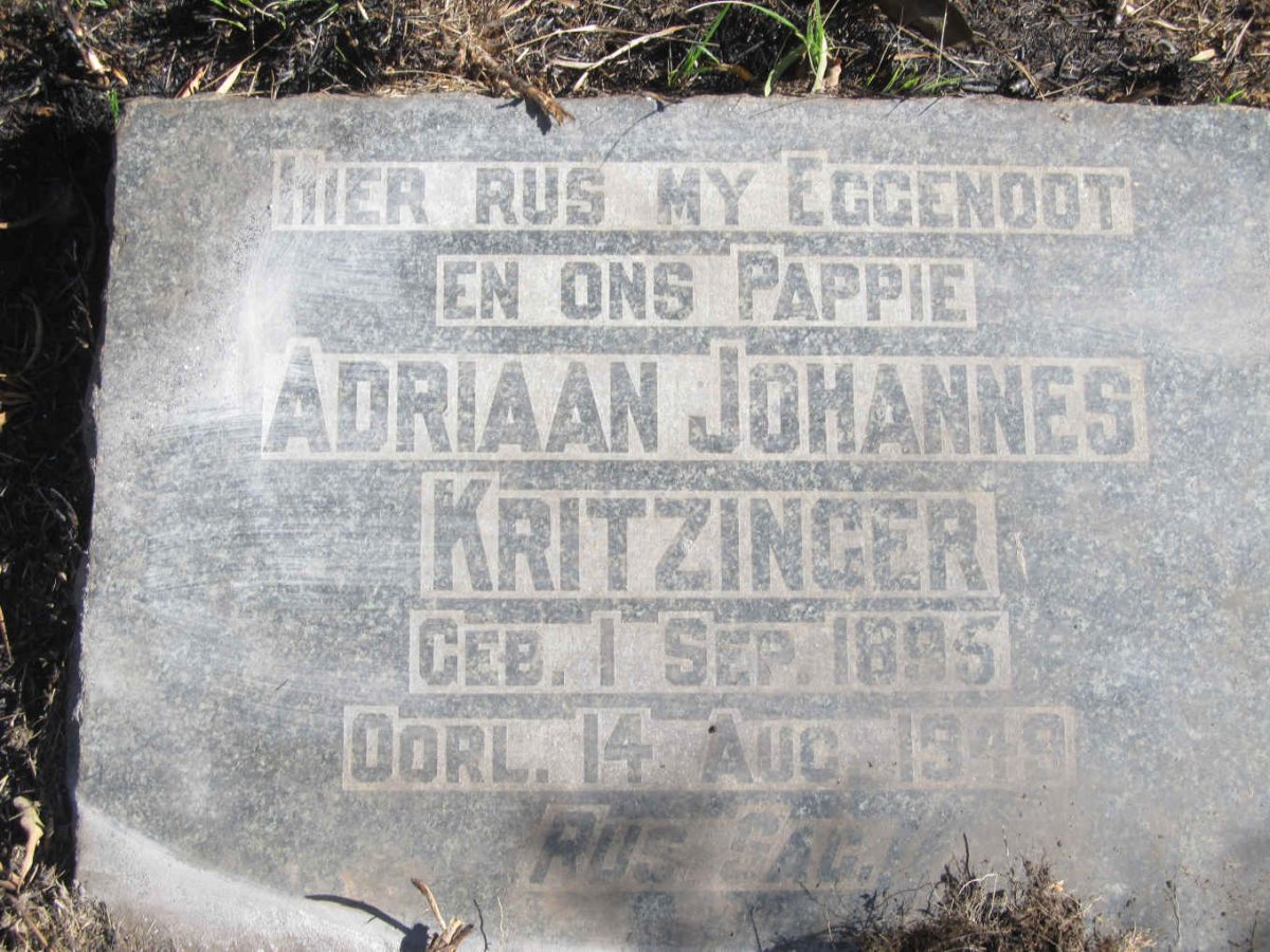 KRITZINGER Adriaan Johannes 1895-1949