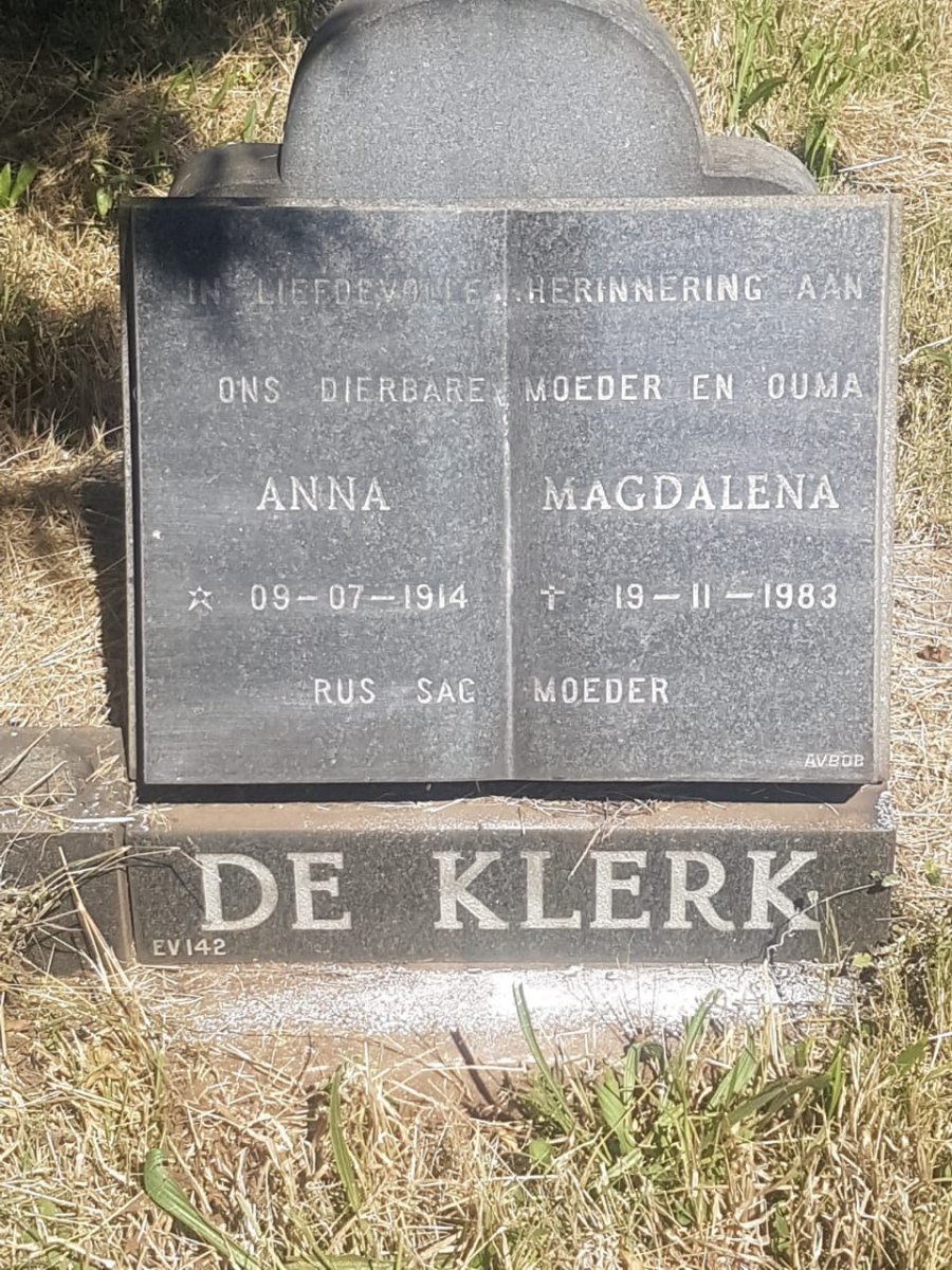 KLERK Anna Magdalena, de 1914-1983