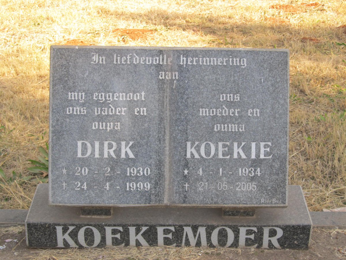 KOEKEMOER Dirk 1930-1999 &amp; Koekie 1934-2005