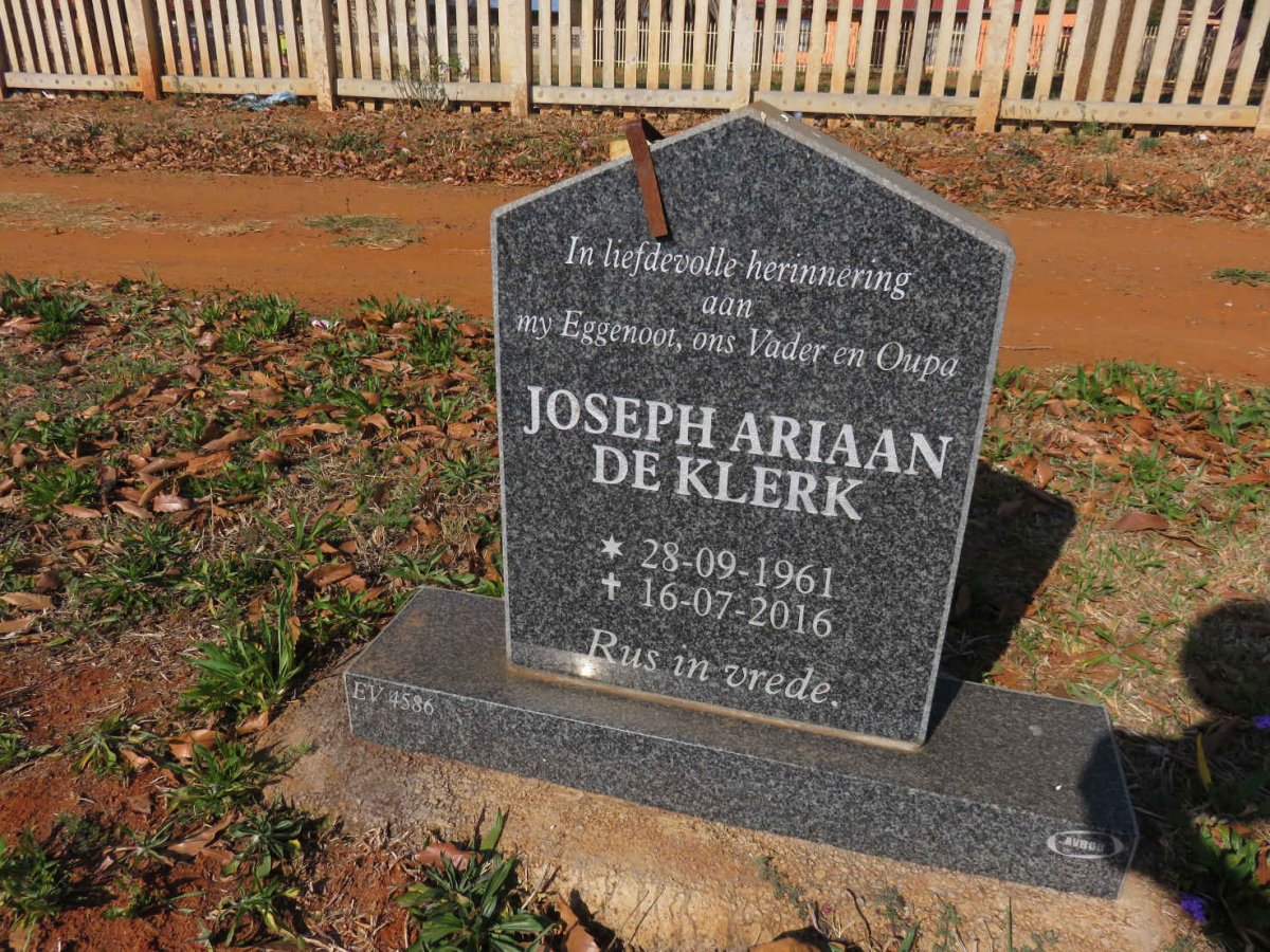 KLERK Joseph Ariaan, de 1961-2016