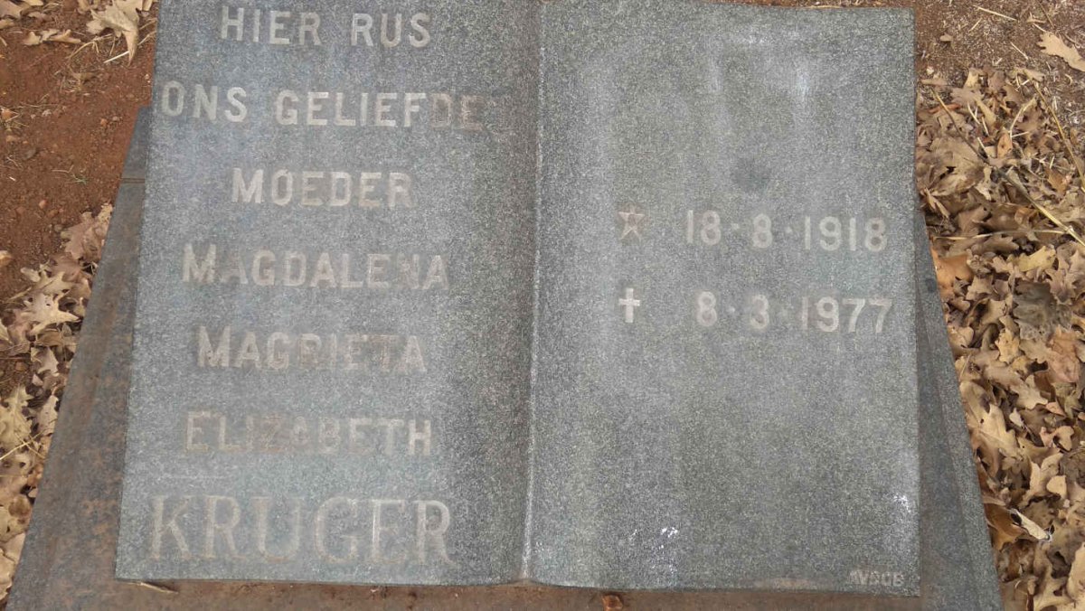 KRUGER Magdalena Magrieta Elizabeth 1918-1977