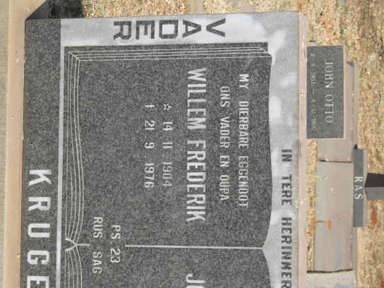 KRUGEL Willem Frederik 1904-1976 &amp; Johanna Maria 1904-