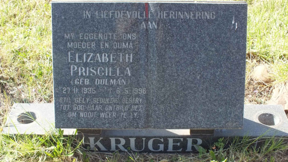 KRUGER Elizabeth Priscilla nee DOLMAN 1935-1996