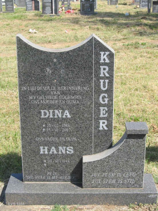 KRUGER Hans 1944- &amp; Dina 1948-2007