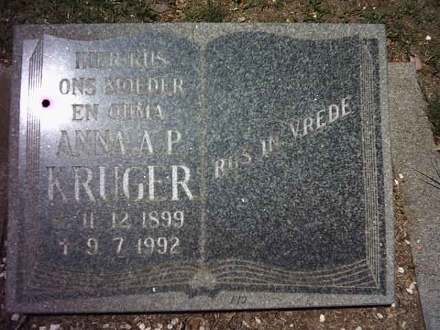 KRUGER Anna A.P. nee PRETORIUS 1899-1992