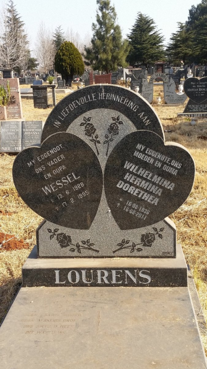 LOURENS Wessel 1928-1995 &amp; Wilhelmina Hermina Dorethea 1936-2011