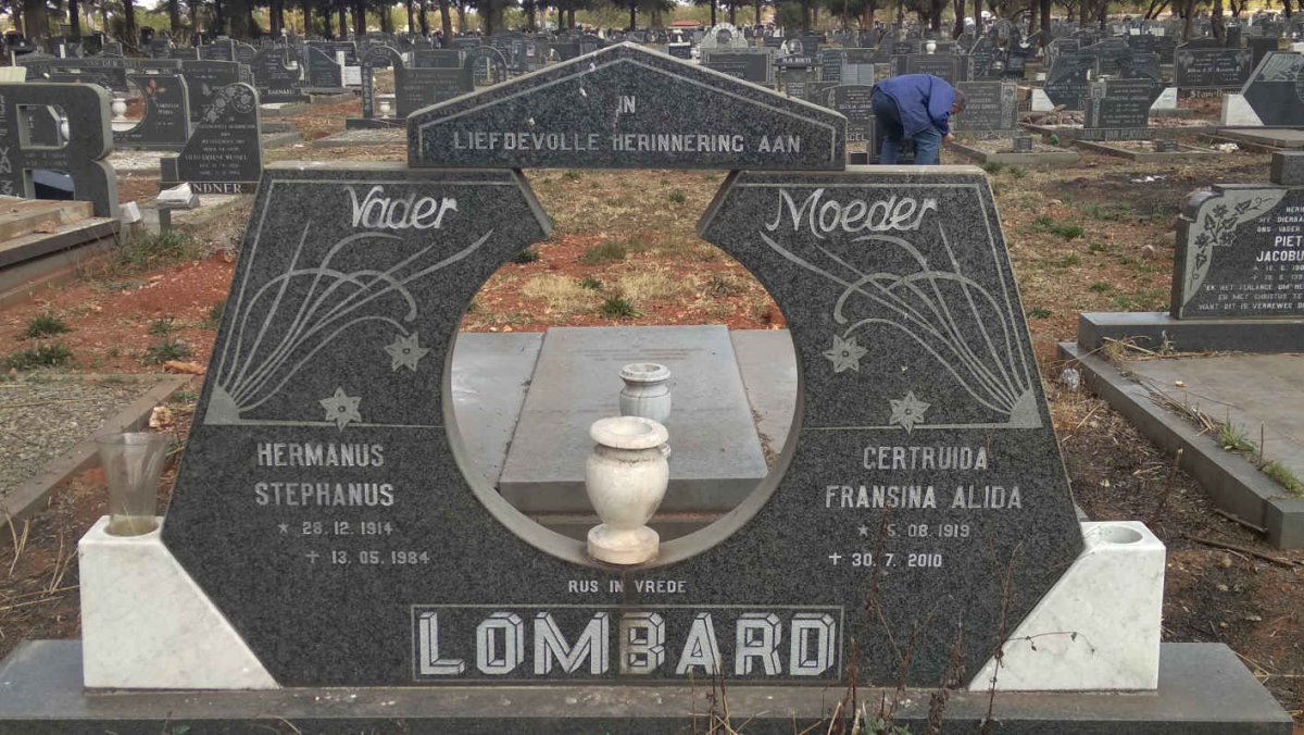 LOMBARD Hermanus Stephanus 1914-1984 &amp; Gertruida Fransina Alida 1919-2010