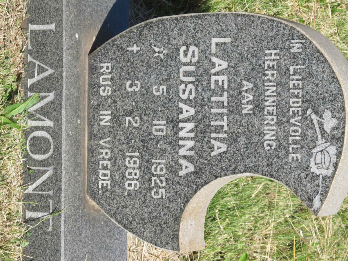 LAMONT Laetitia Susanna 1925-1986