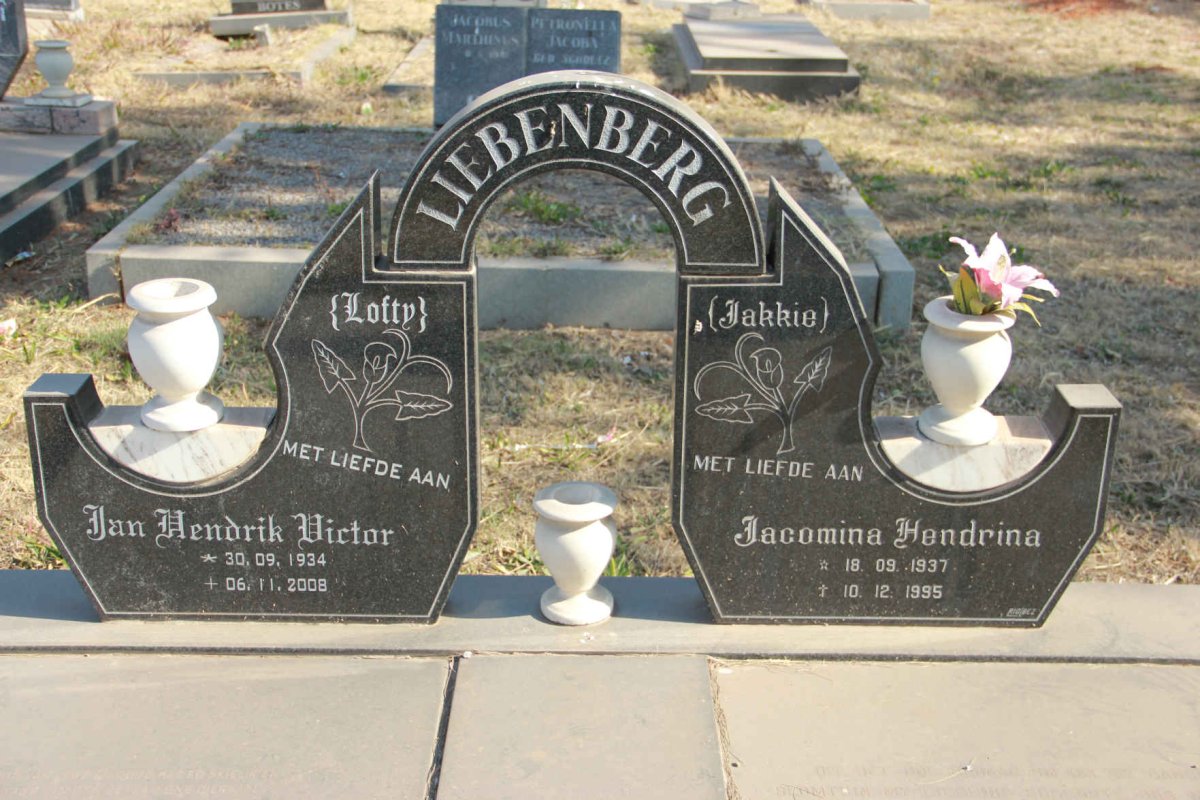 LIEBENBERG Jan Hendrik Victor 1934-2008 &amp; Jacomina Hendrina 1937-1995