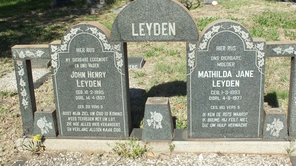 LEYDEN John Henry 1895-1957 &amp; Mathilda Jane 1893-1977