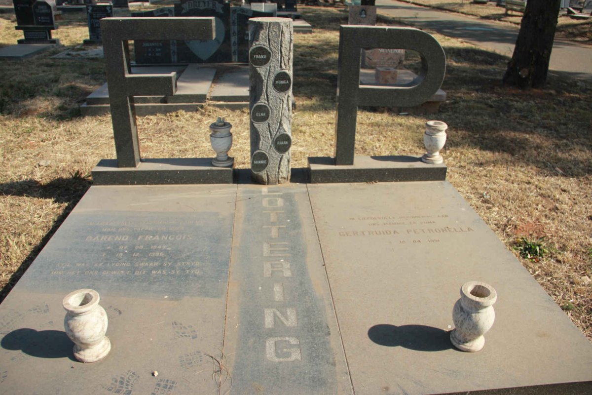 LOTTERING Barend Francois 1949-1996 &amp; Gertruida Petronella 1951-
