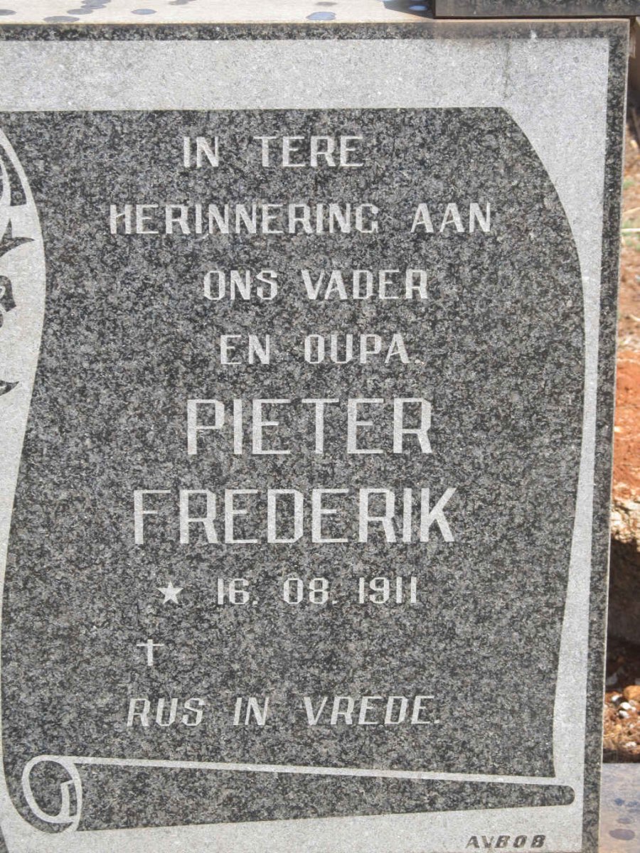 LINDE Pieter Frederik, v.d. 1911- &amp; Barend Christina 1921-1985