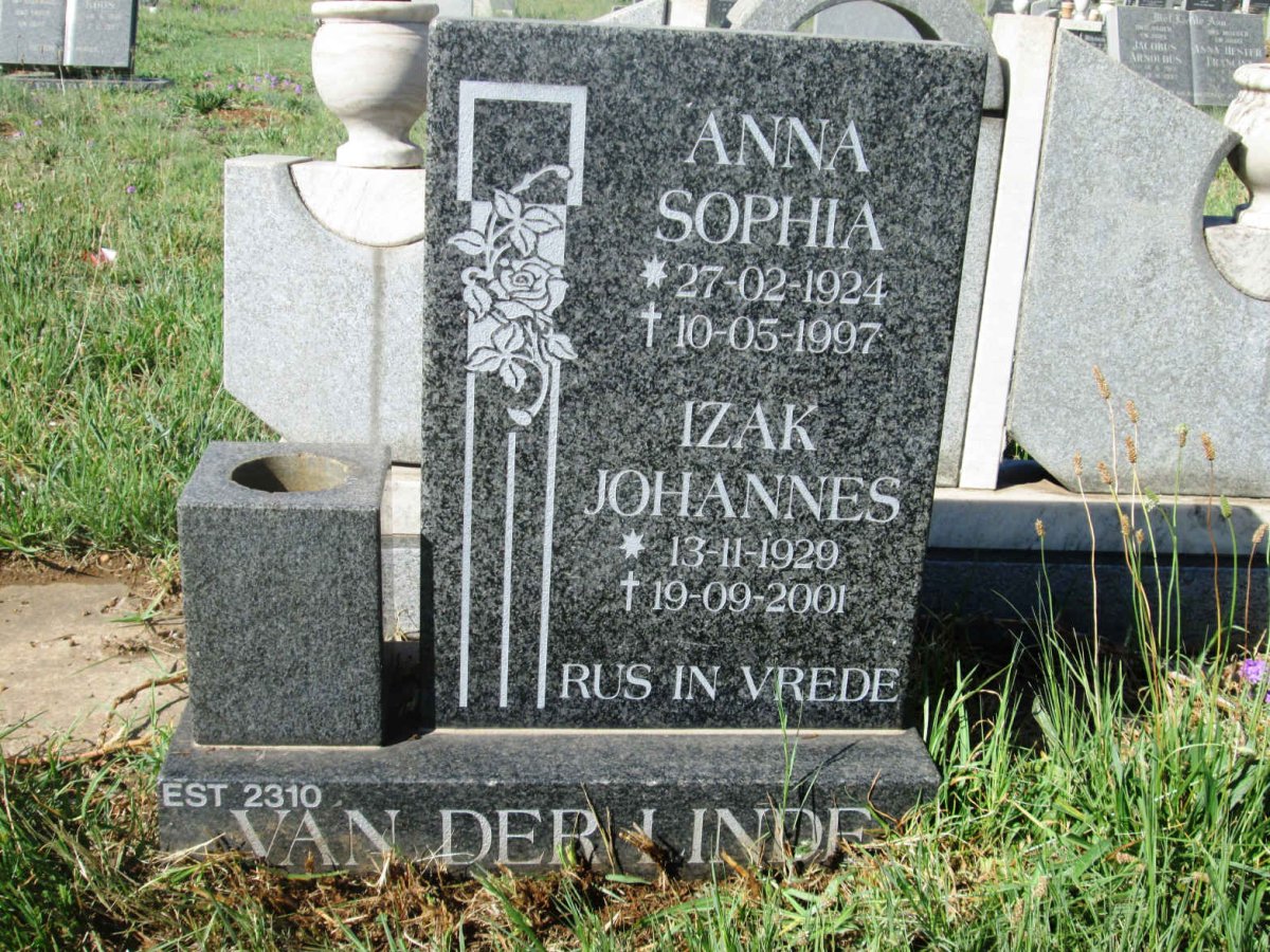 LINDE Izak Johannes, van der 1929-2001 &amp; Anna Sophia 1924-1997