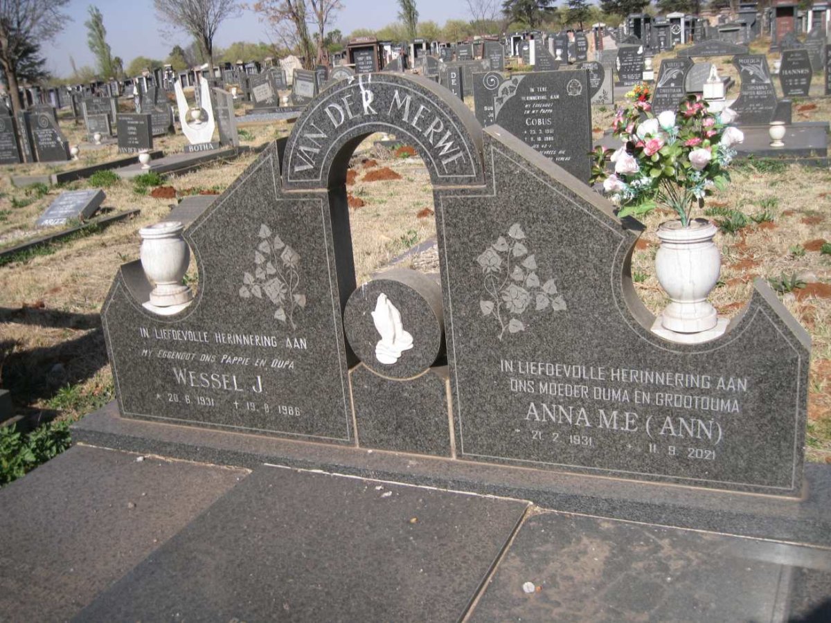 MERWE Wessel J., van der 1931-1986 & Anna M.E. 1931-2021