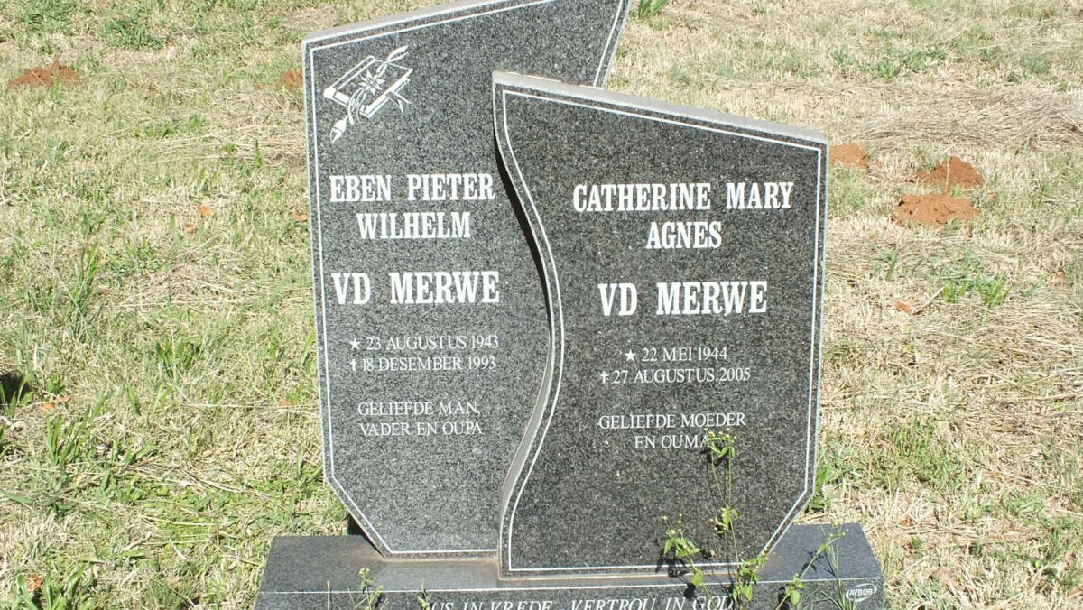 MERWE Eben Pieter Wilhelm, v.d. 1943-1993 &amp; Catherine Mary Agnes 1944-2005