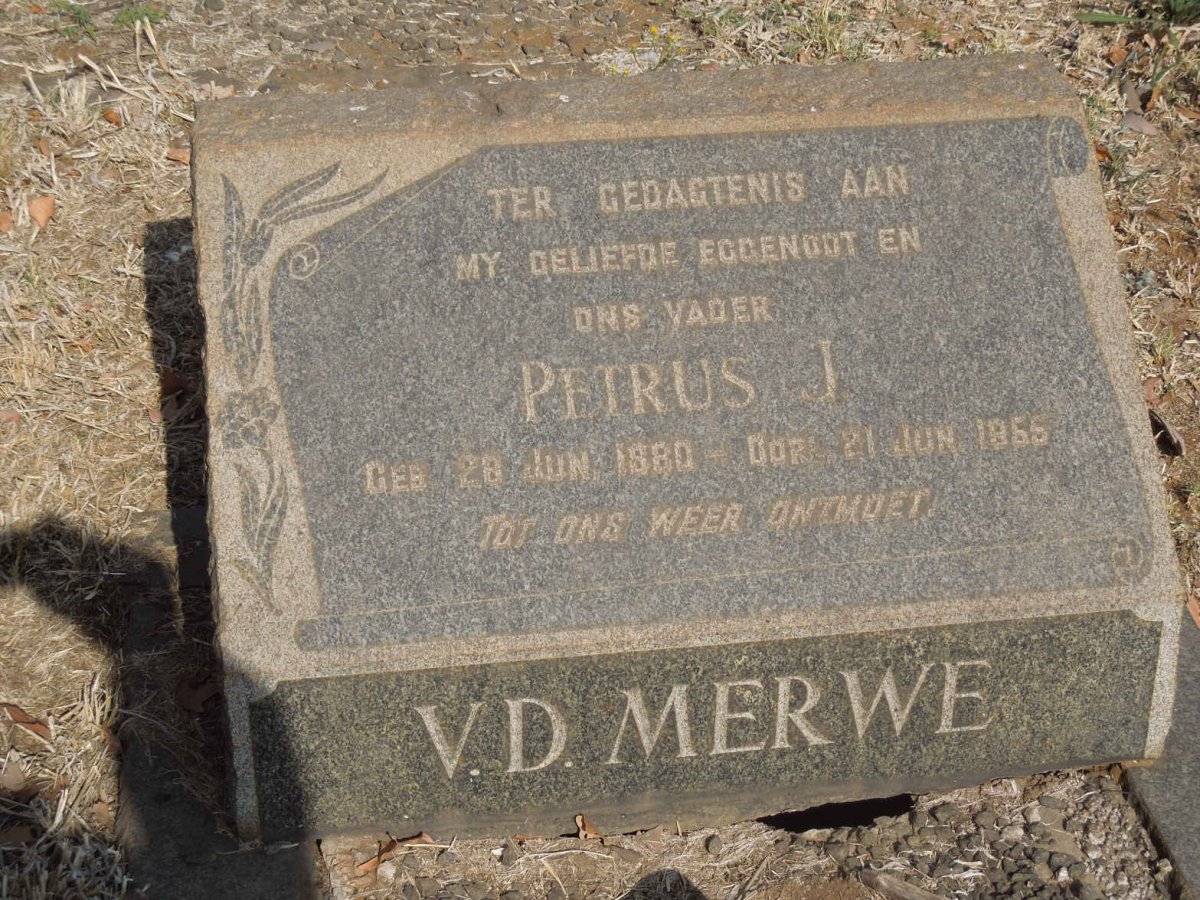 MERWE Petrus J., v.d. 1880-1965