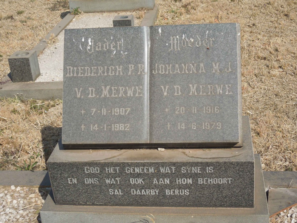 MERWE Diederich P.R., v.d. 1907-1982 &amp; Johanna M.J. 1916-1979