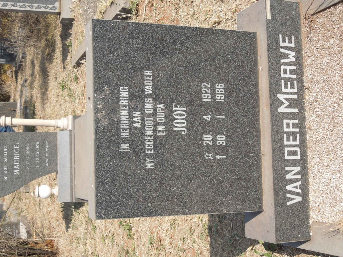 MERWE Joof, van der 1922-1986
