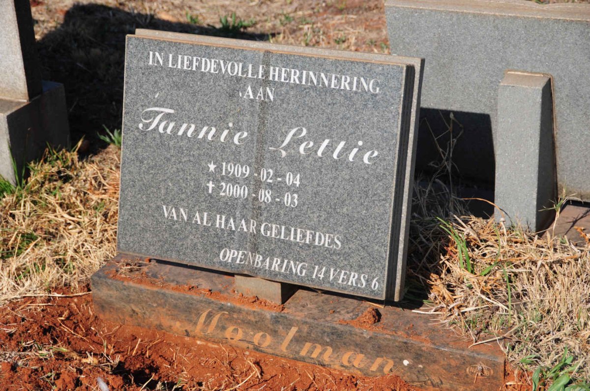 MOOLMAN Lettie 1909-2000