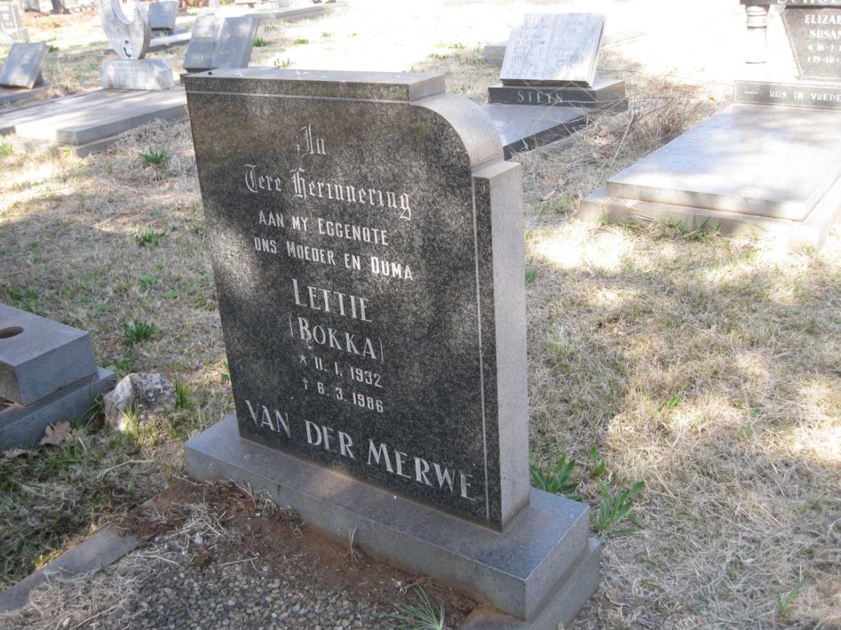 MERWE Lettie, van der 1932-1986