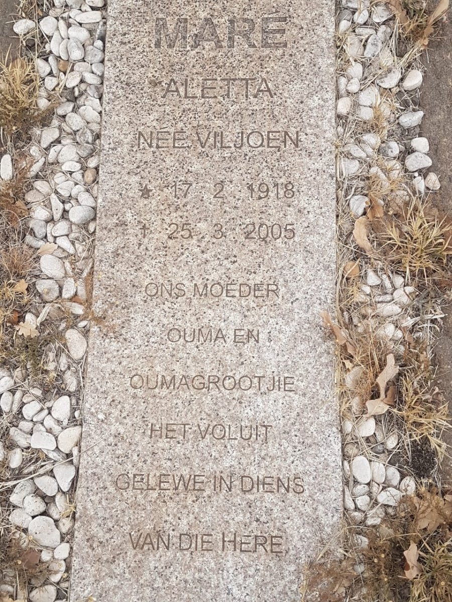 MARE Aletta nee VILJOEN 1918-2005