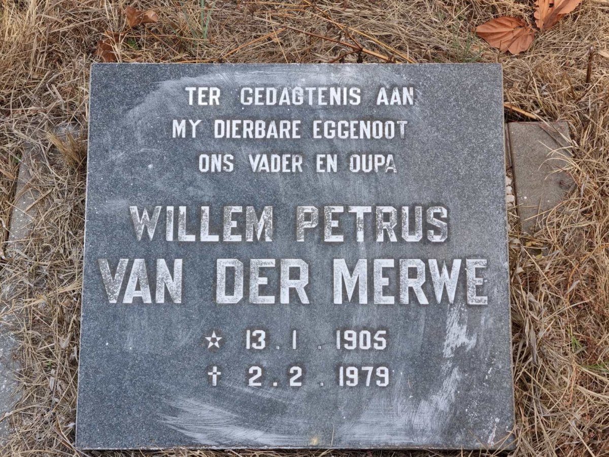 MERWE Willem Petrus, van der 1905-1979