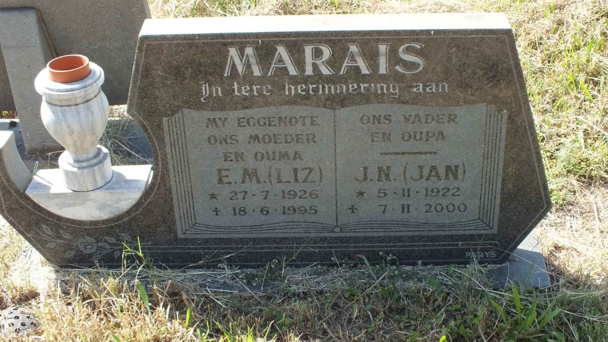 MARAIS J.N. 1922-2000 &amp; E.M. 1926-1995