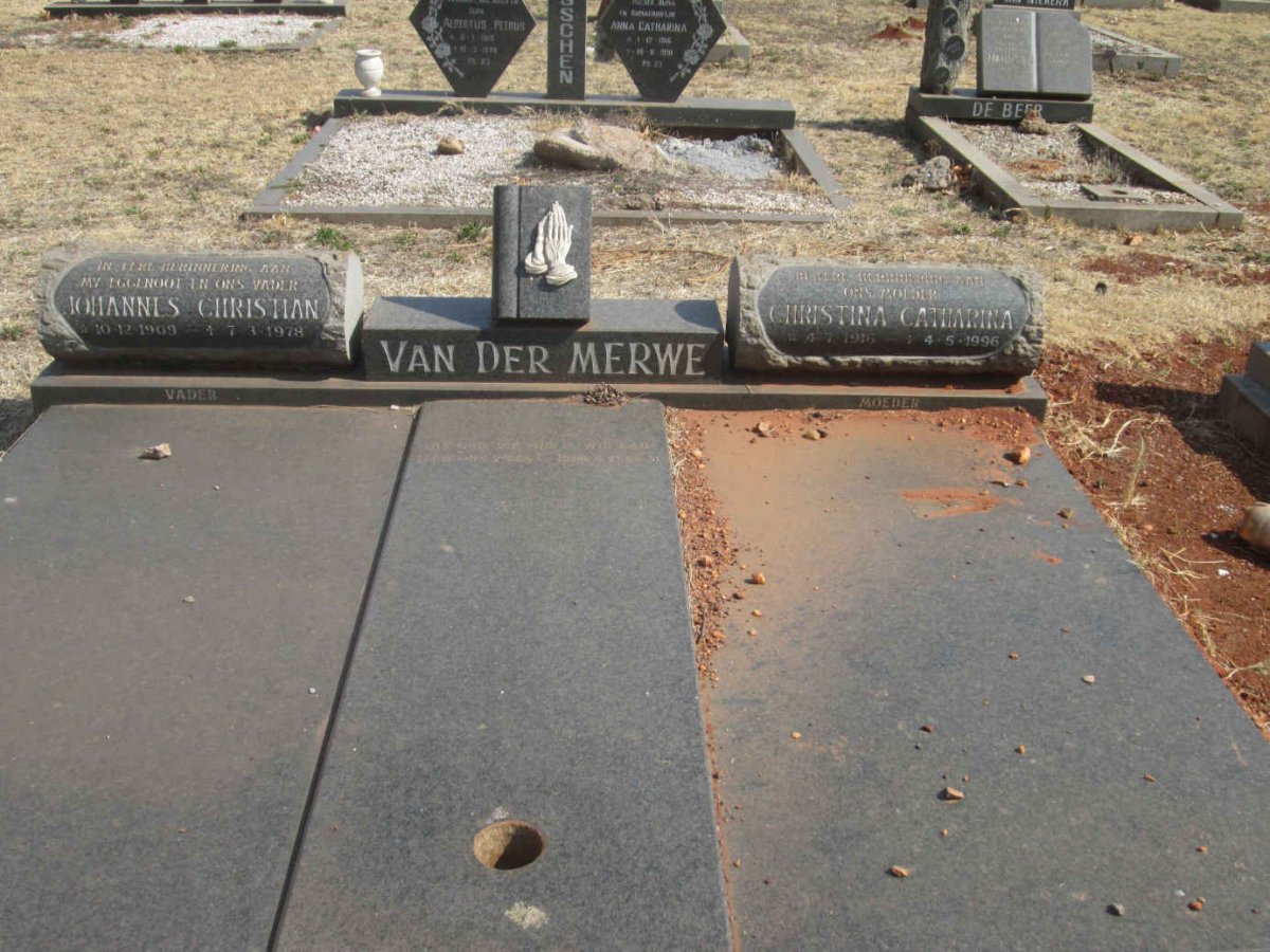 MERWE Johannes Christiaan, van der 1909-1978 &amp; Christina Catharina 1916-1996