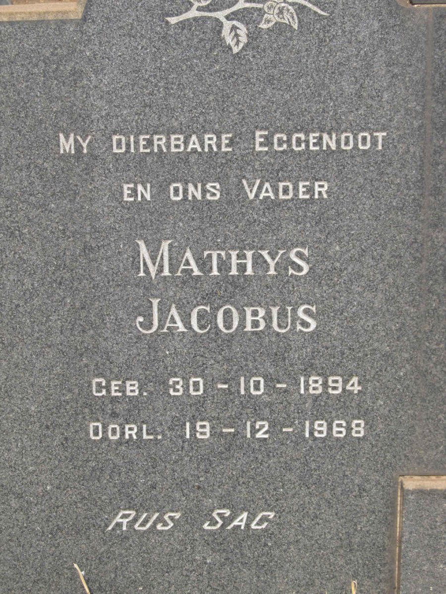 MARE Mathys Jacobus 1894-1968 &amp; Susara Maria Petronella 1904-1986