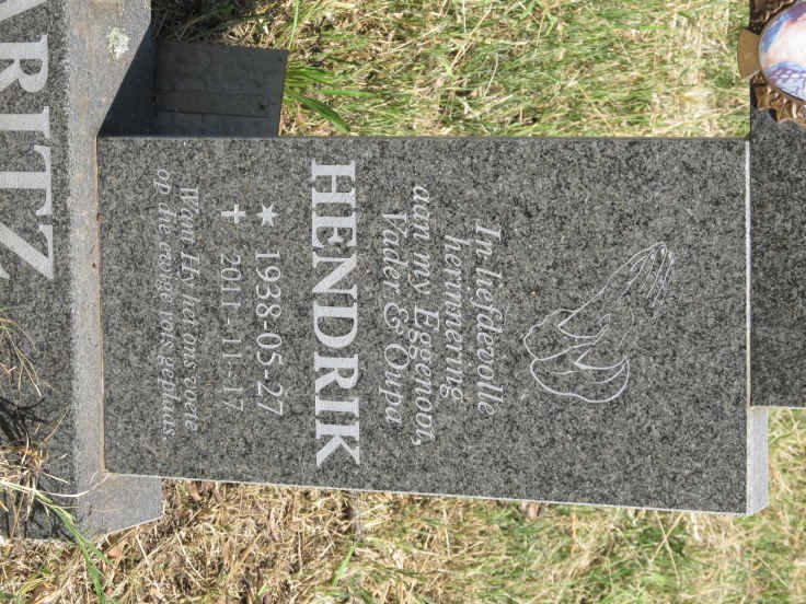 MARITZ Hendrik 1938-2011 &amp; Annie 1940-2007