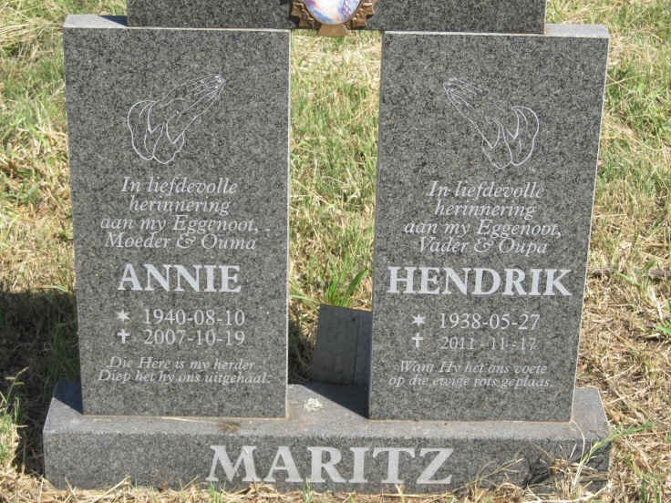 MARITZ Hendrik 1938-2011 &amp; Annie 1940-2007