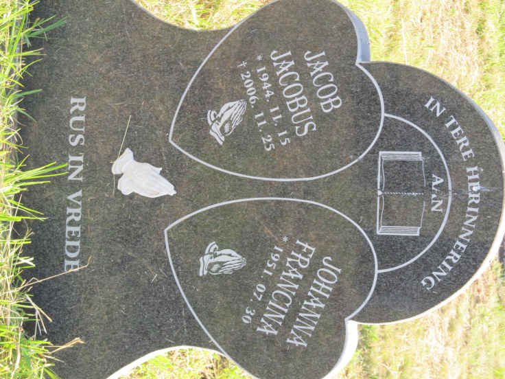 MINNAAR Jacob Jacobus 1944-2006 &amp; Johanna Francina 1951-
