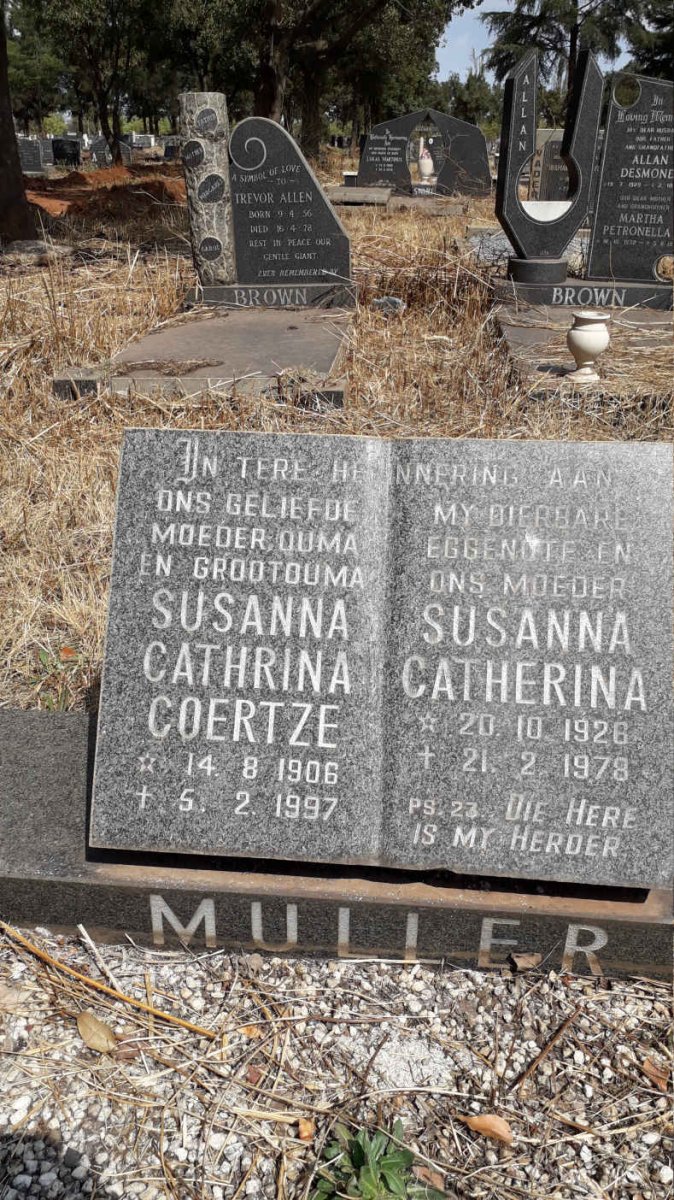 MULLER Susanna Cathrina Coertze 1906-1997 :: MULLER Susanna Catherina 1926-1978