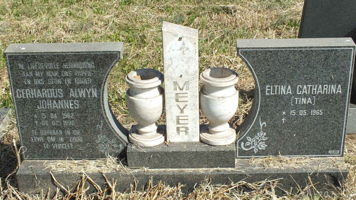MEYER Gerhardus Alwyn Johannes 1962-1996 &amp; Eltina Catharina 1965-