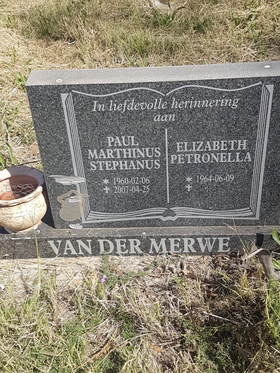 MERWE Paul Marthinus Stephanus, van der 1960-2007 &amp; Elizabeth Petronella 1964-
