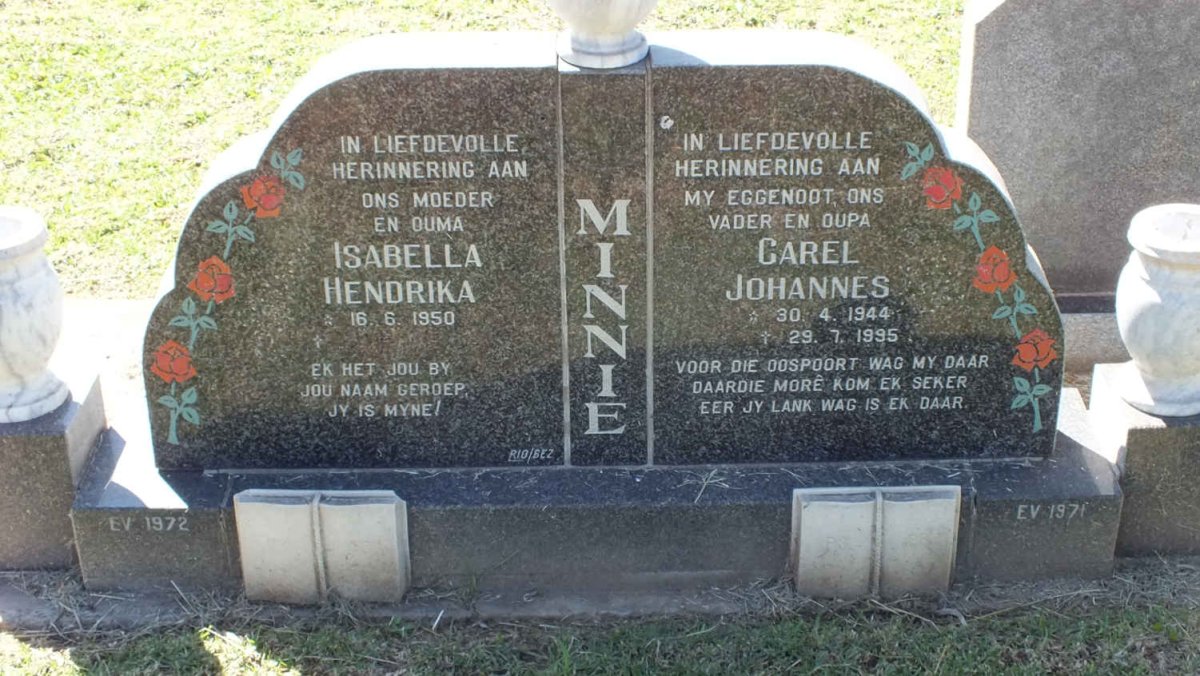 MINNIE Carel Johannes 1944-1995 &amp; Isabella Hendrika 1950-