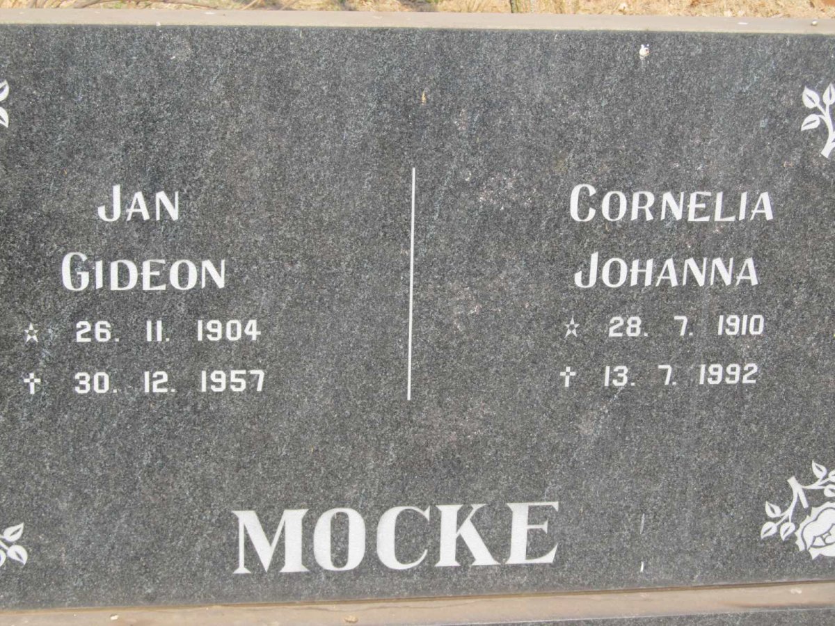 MOCKE Jan Gideon 1904-1957 &amp; Cornelia Johanna 1910-1992
