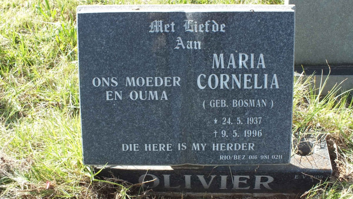 OLIVIER Maria Cornelia nee BOSMAN 1937-1996