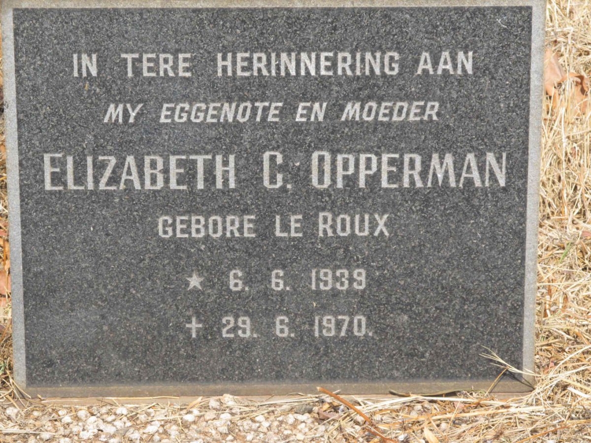 OPPERMAN Elizabeth C. nee LE ROUX 1939-1970