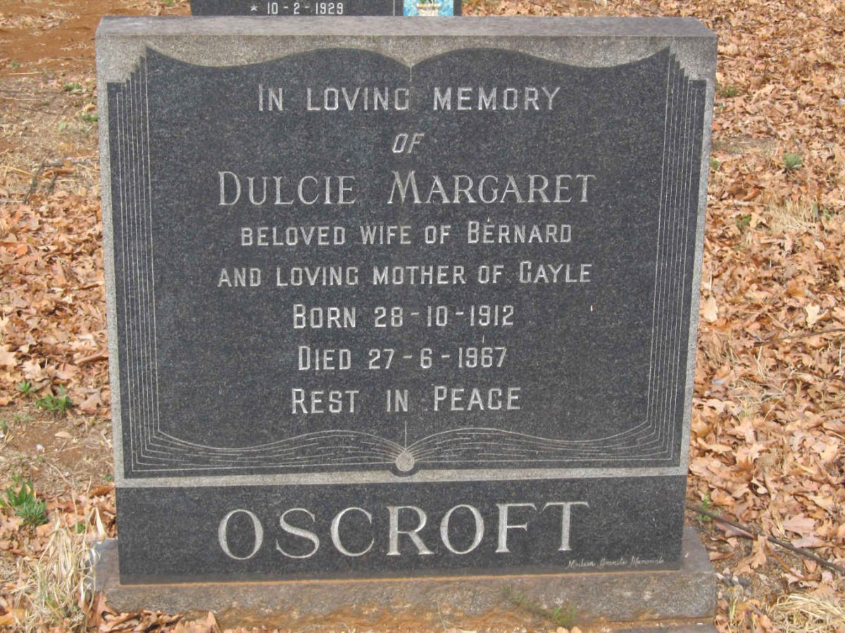 OSCROFT Dulcie Margaret 1912-1967