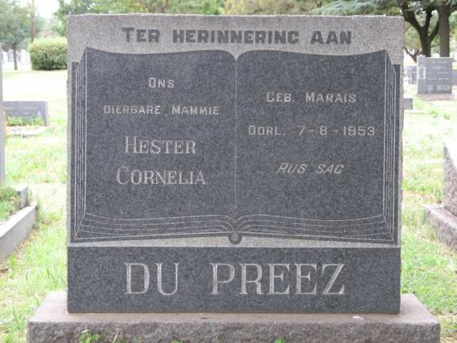 PREEZ Hester Cornelia, du nee MARAIS -1953