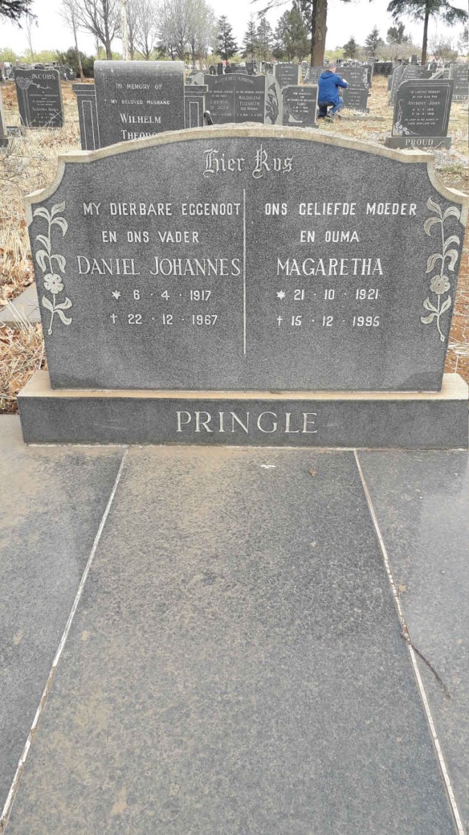 PRINGLE Daniel Johannes 1917-1967 &amp; Magaretha 1921-1995