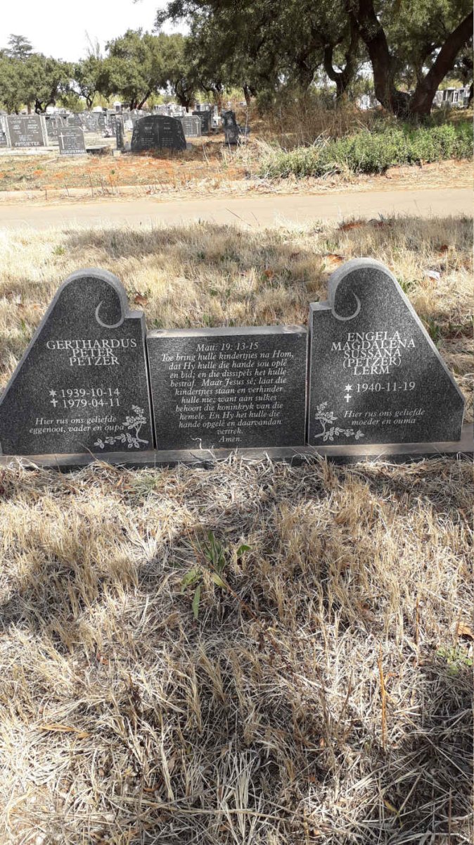 PETZER Gerthardus Peter 1939-1979 :: LERM Engela Magdalena  Sussana formerly PETZER 1940-