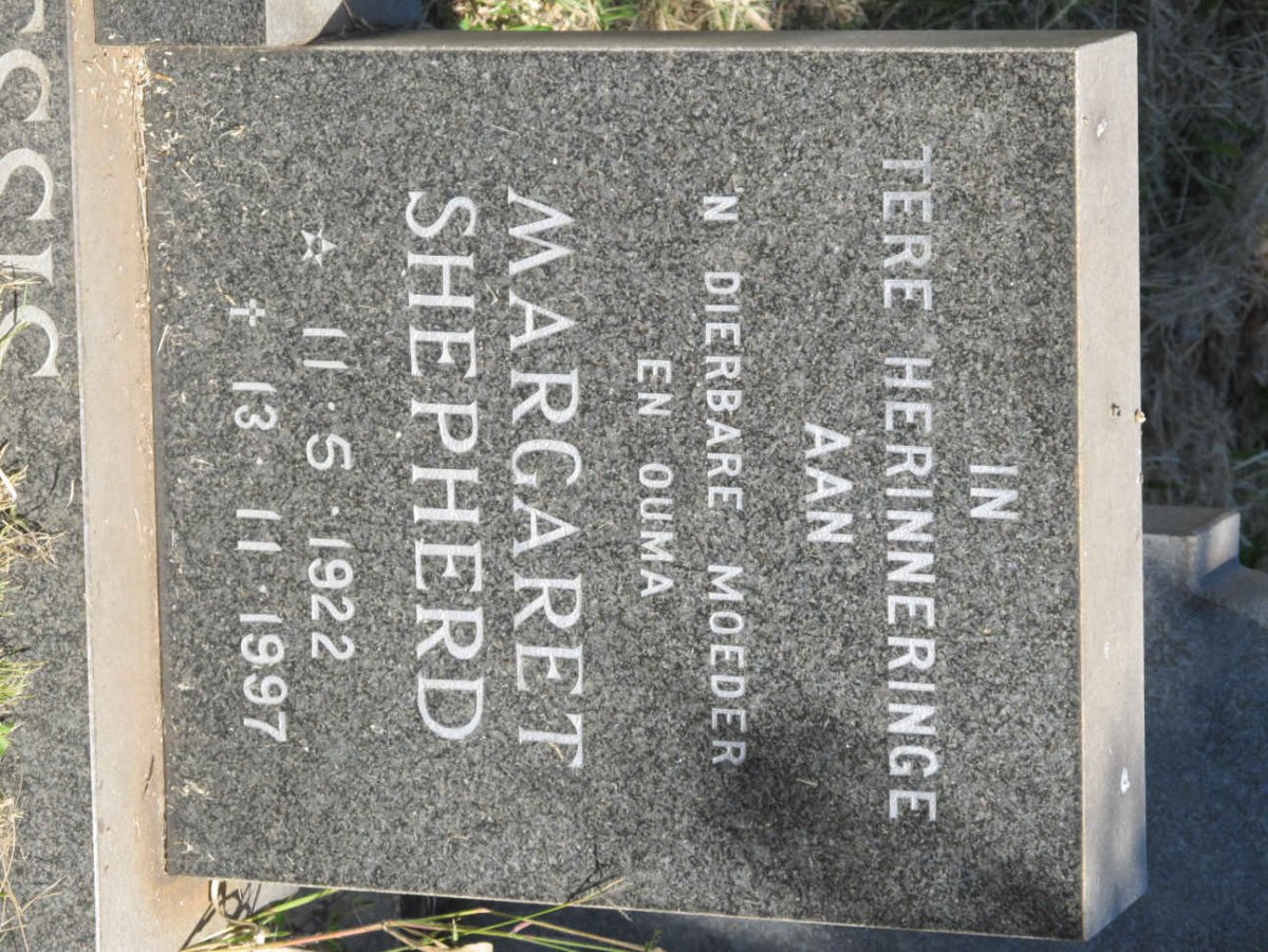 PLESSIS Sarel Wynand, du 1917-1986 &amp; Margaret Shepherd 1922-1997