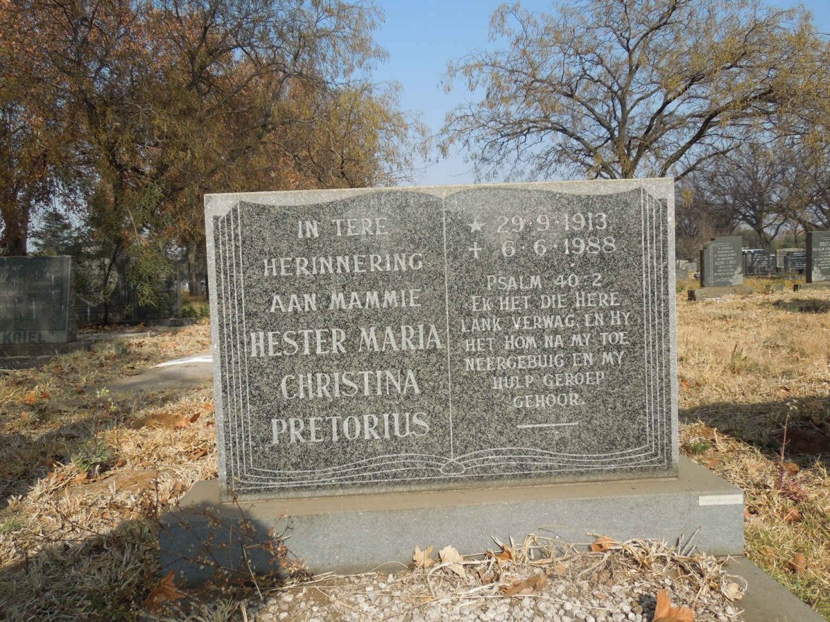 PRETORIUS Hester Maria Christina 1913-1988