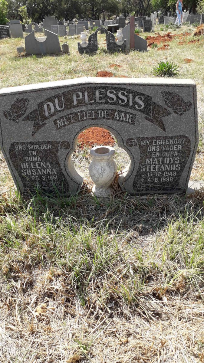 PLESSIS Mathys Stefanus, du 1948-1998 &amp; Helena Susanna 1951-2012