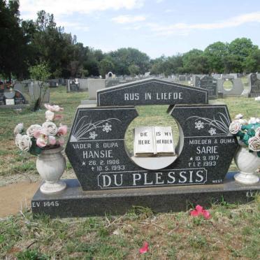 PLESSIS Hansie, du 1906-1993 &amp; Sarie 1917-1993
