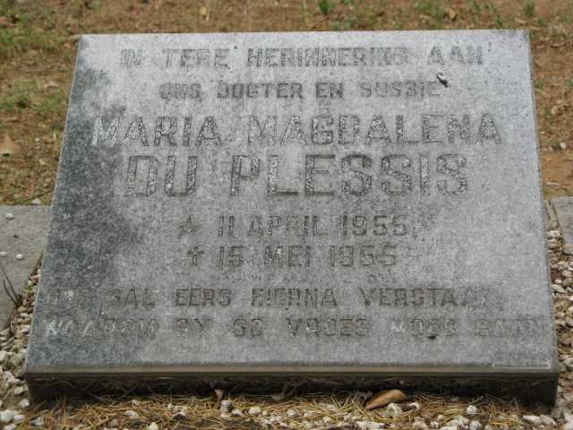 PLESSIS Maria Magdalena, du 1955-1955