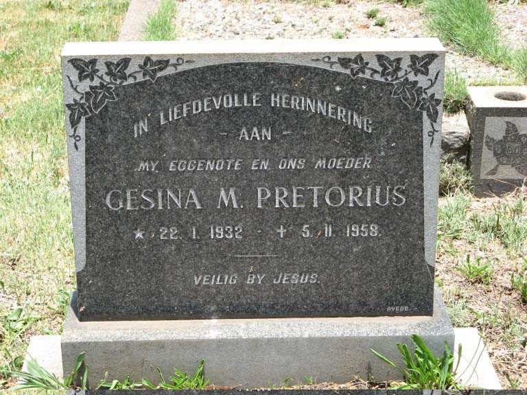 PRETORIUS Gesina M. 1932-1958